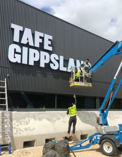 3D illuminated lettering for TAFE Gippsland Morwell