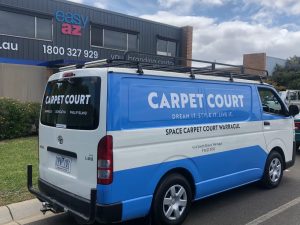 Carpet Court van partial wrap with custom Avery colour